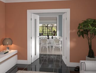 Modern 7 Panel White Frosted Glazed French Door Set