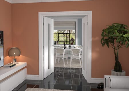 Modern 7 Panel White Frosted Glazed French Door Set