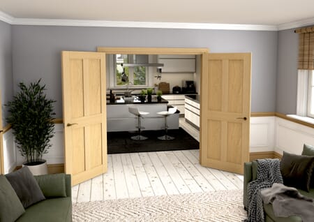 Victorian Shaker 4 Panel Oak French Door Set