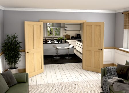 Victorian Shaker 4 Panel Oak French Door Set