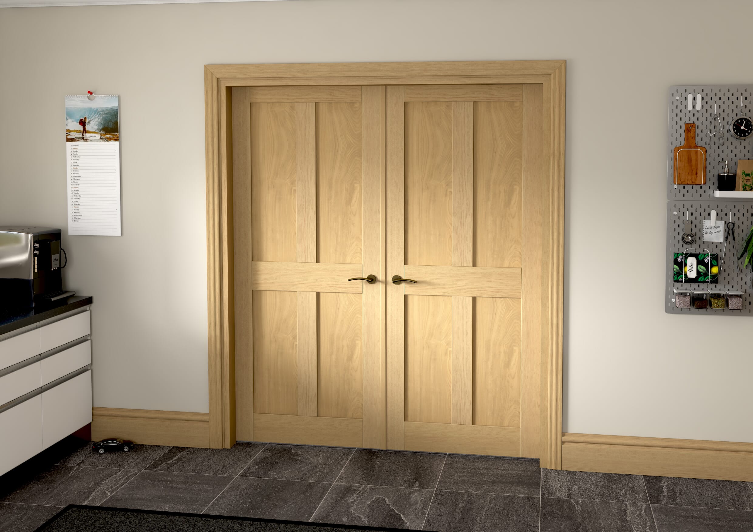 Victorian Shaker 4 Panel Oak French Door Set