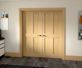 Victorian Shaker 4 Panel Oak French Door Set