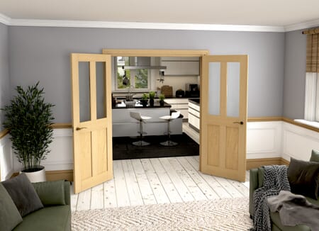 Victorian Shaker Clear Glazed Oak French Door Set