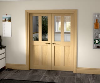Victorian Shaker Clear Glazed Oak French Door Set