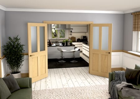 Victorian Shaker Frosted Glazed Oak French Door Set