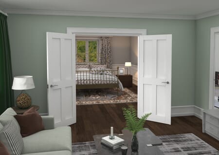 Victorian Shaker 4 Panel White French Door Set