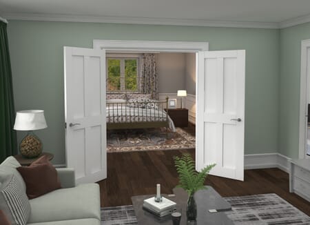 Victorian Shaker 4 Panel White French Door Set