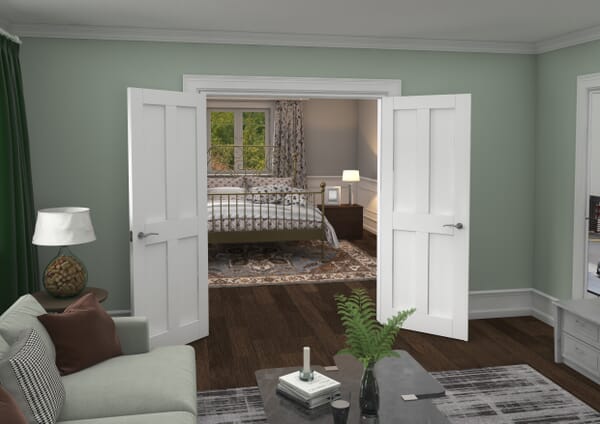 1428x2021x133mm Victorian Shaker 4 Panel White French Door Set