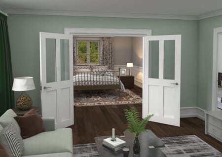 Victorian Shaker Clear Glazed White French Door Set