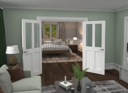 Victorian Shaker Clear Glazed White French Door Set