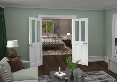 Victorian Shaker Frosted Glazed White French Door Set