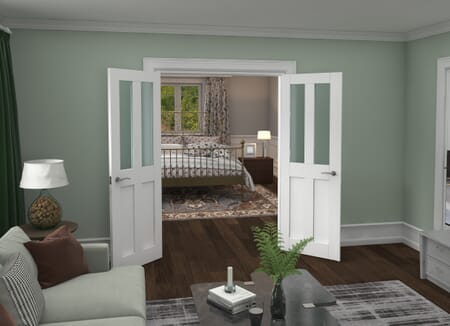 Victorian Shaker Frosted Glazed White French Door Set