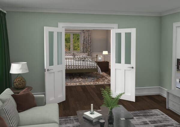 1276x2021x133mm Victorian Shaker Frosted Glazed White French Door Set