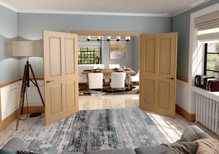 Traditional Victorian 4 Panel Oak French Door Set