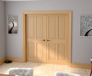 Traditional Victorian 4 Panel Oak French Door Set