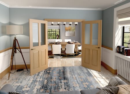 Traditional Victorian Clear Glazed Oak French Door Set