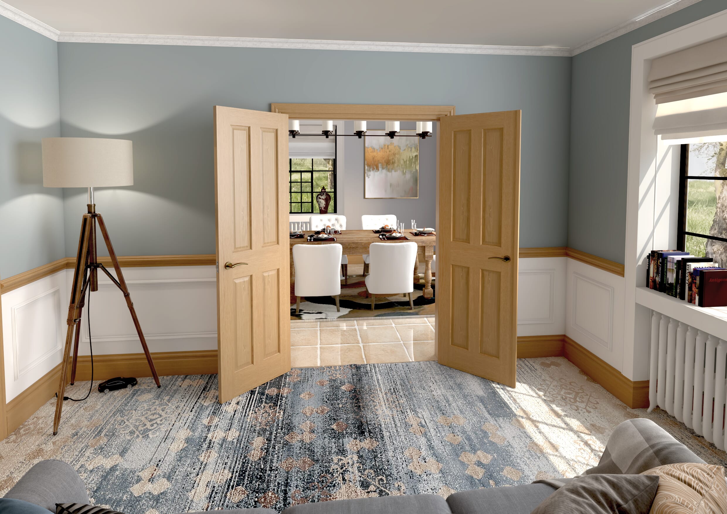 Traditional Victorian 4 Panel Oak - Prefinished Sliding Barn Door
