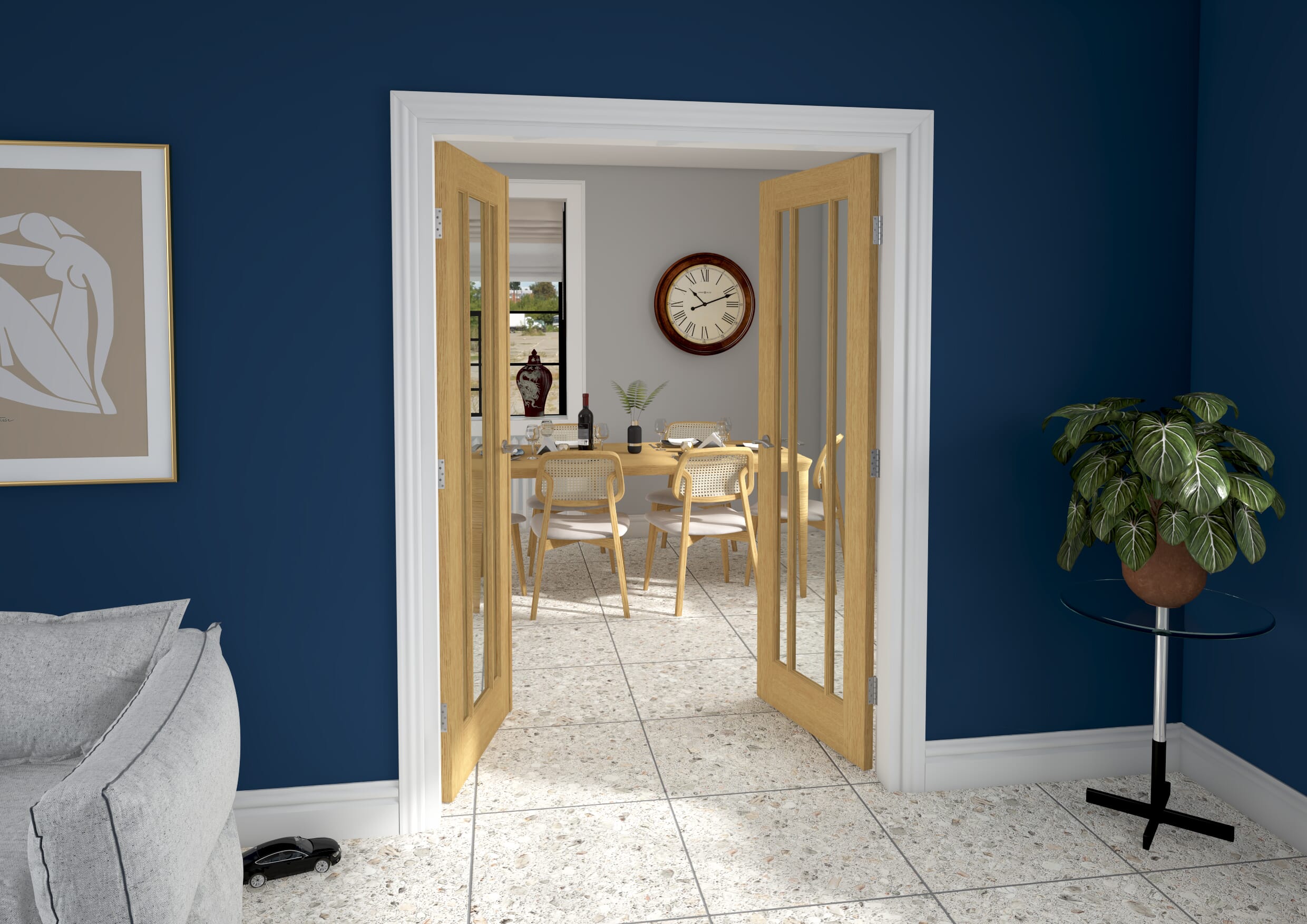 Lincoln Oak 1428mm x 2021mm French Door Kit
