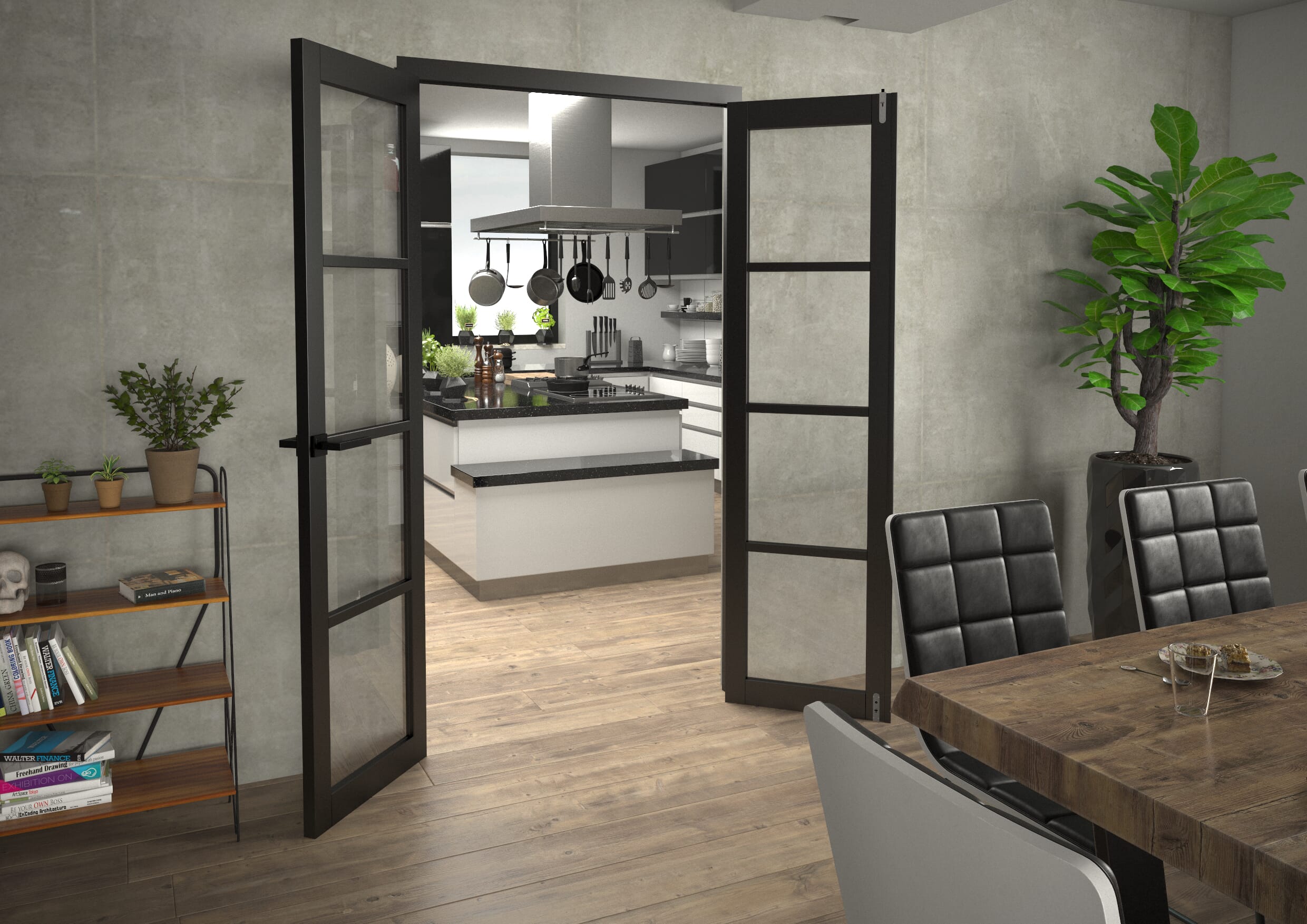 Black Kensington 4l Clear French Door Set 1122mm(w) X 2021mm(h) At