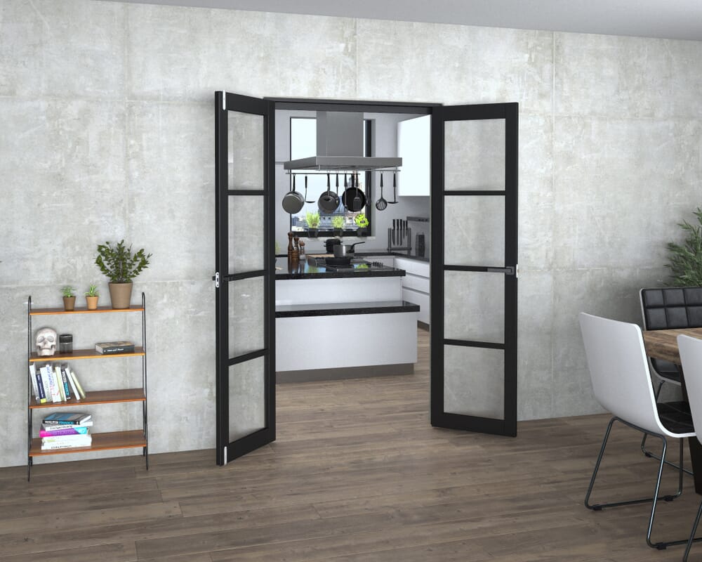 Black Kensington 4L Clear French Door Set 1122mm(W) x 2021mm(H)