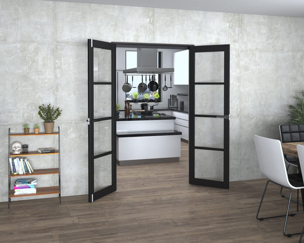 Black Kensington 4L Clear French Door Set 1202mm(W) x 2021mm(H)