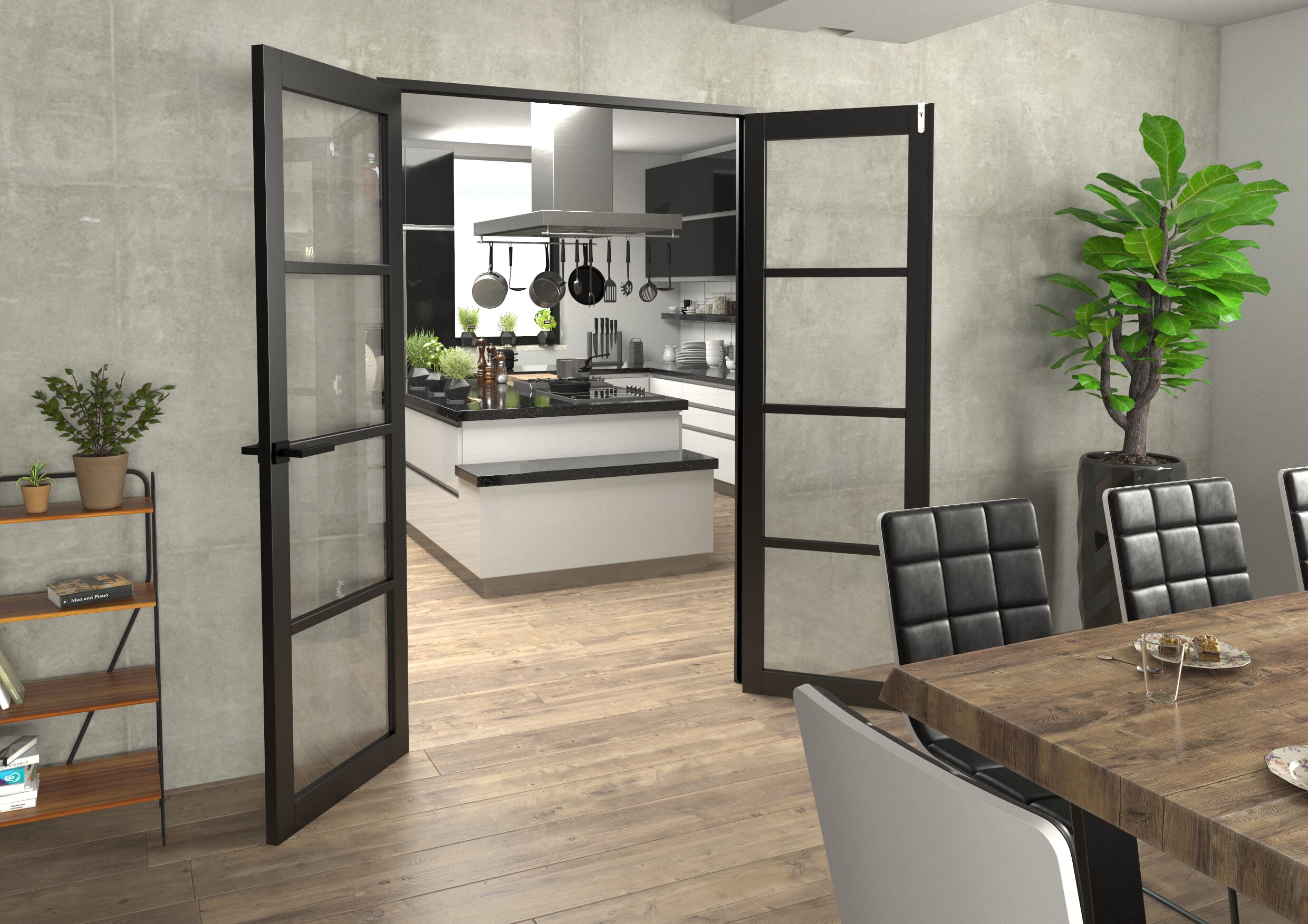 Black Kensington 4L Clear French Door Set 1276mm(W) x 2021mm(H) at