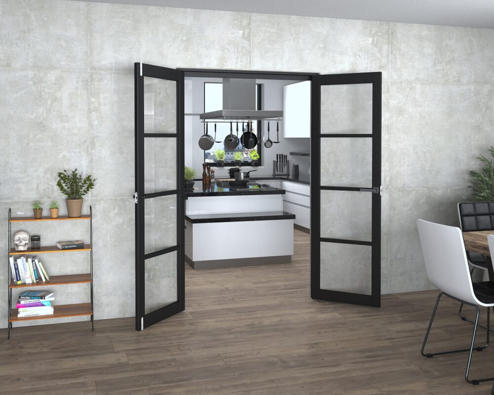 Black Kensington 4L Clear French Door Set 1276mm(W) x 2021mm(H)