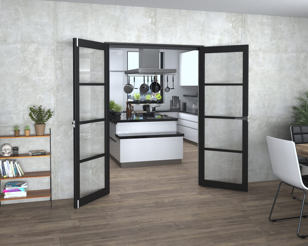 Black Kensington 4L Clear French Door Set 1428mm(W) x 2021mm(H)