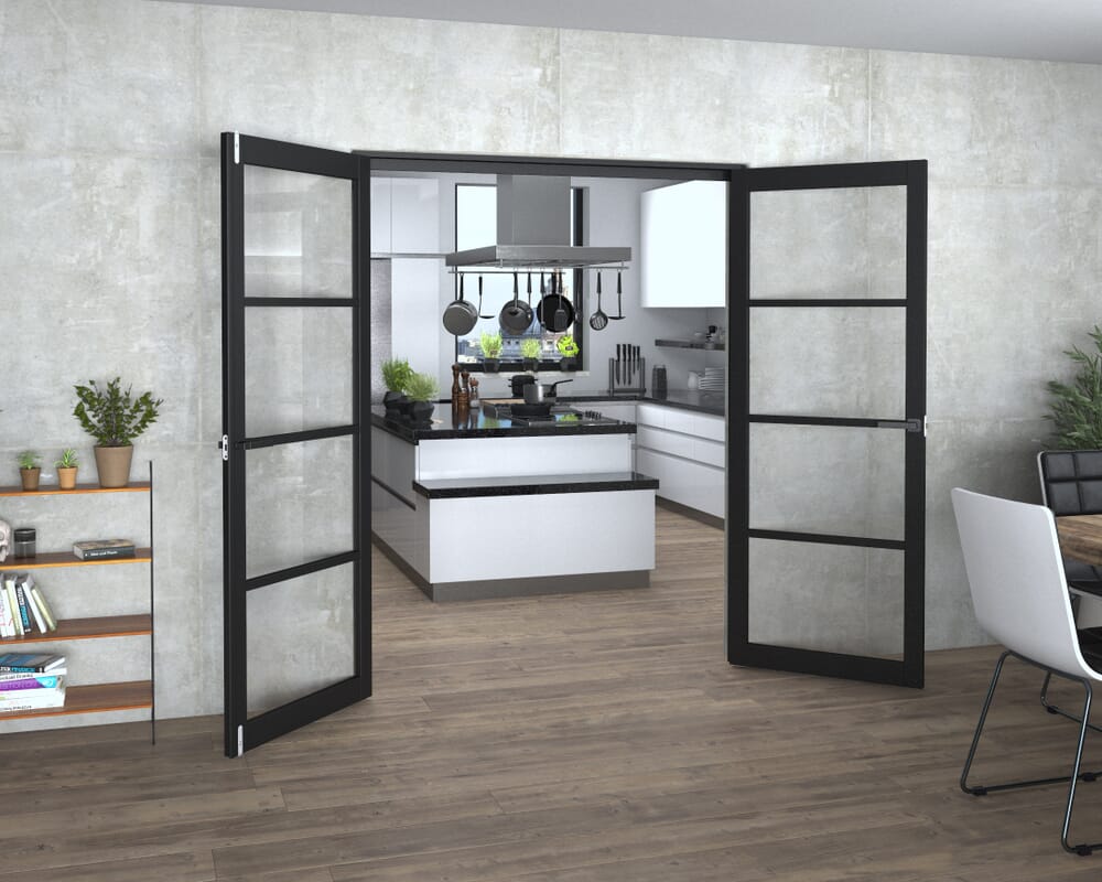 Black Kensington 4L Clear French Door Set 1580mm(W) x 2021mm(H)