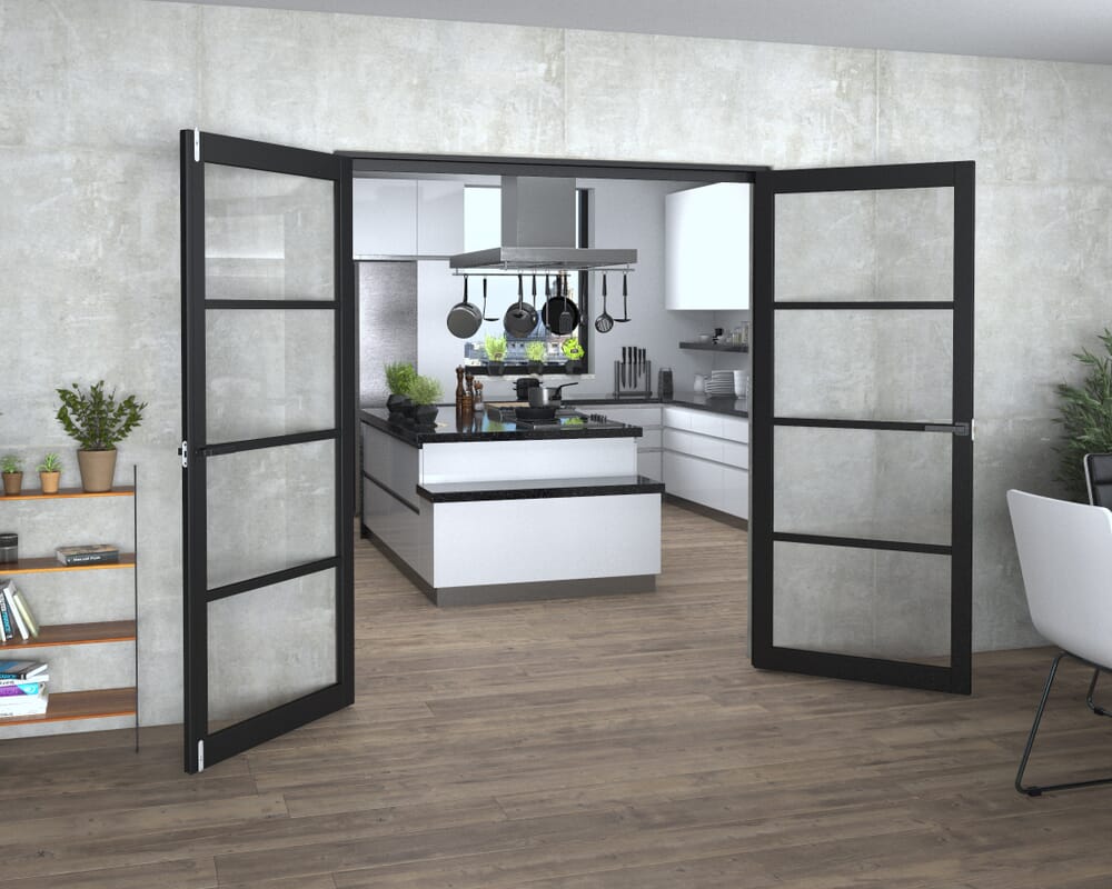 Black Kensington 4L Clear French Door Set 1734mm(W) x 2021mm(H)