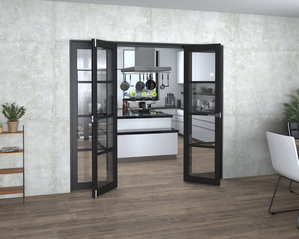Black Kensington 4L Clear French Door Set 2226mm(W) x 2021mm(H)