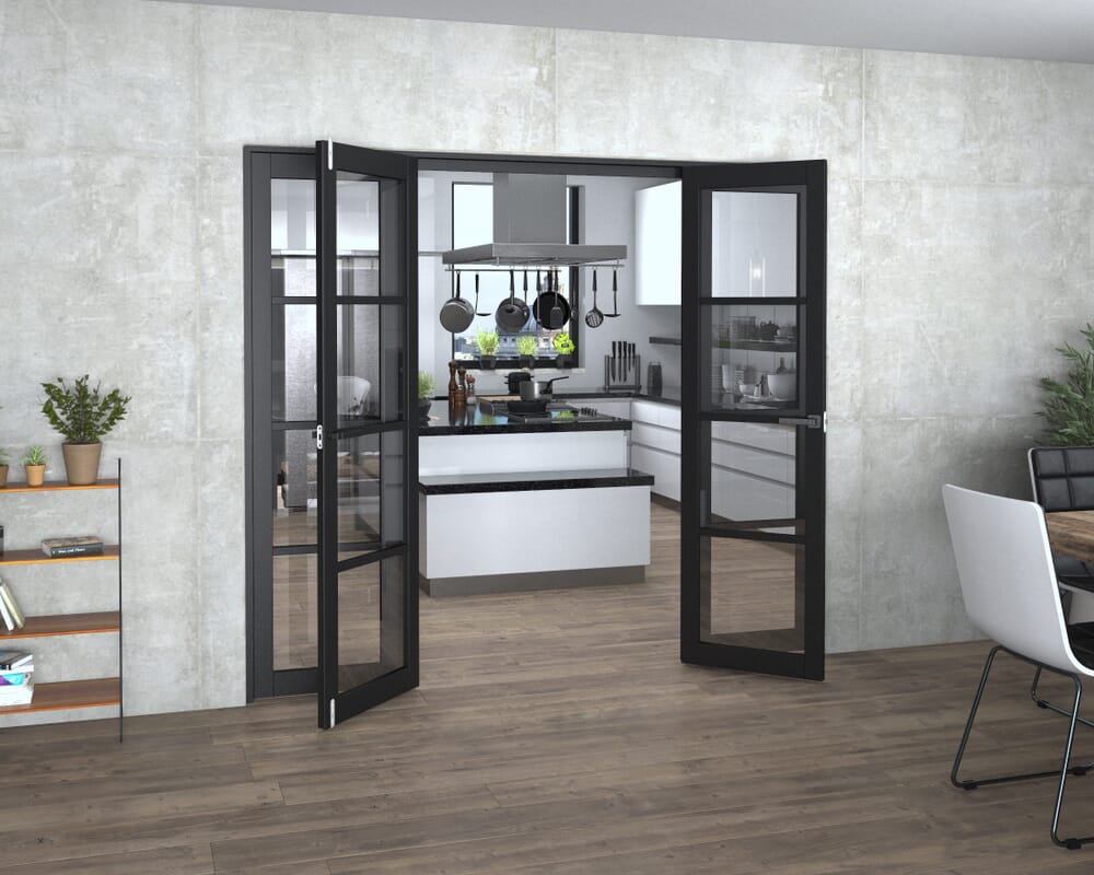 Black Kensington 4L Clear French Door Set 2306mm(W) x 2021mm(H)