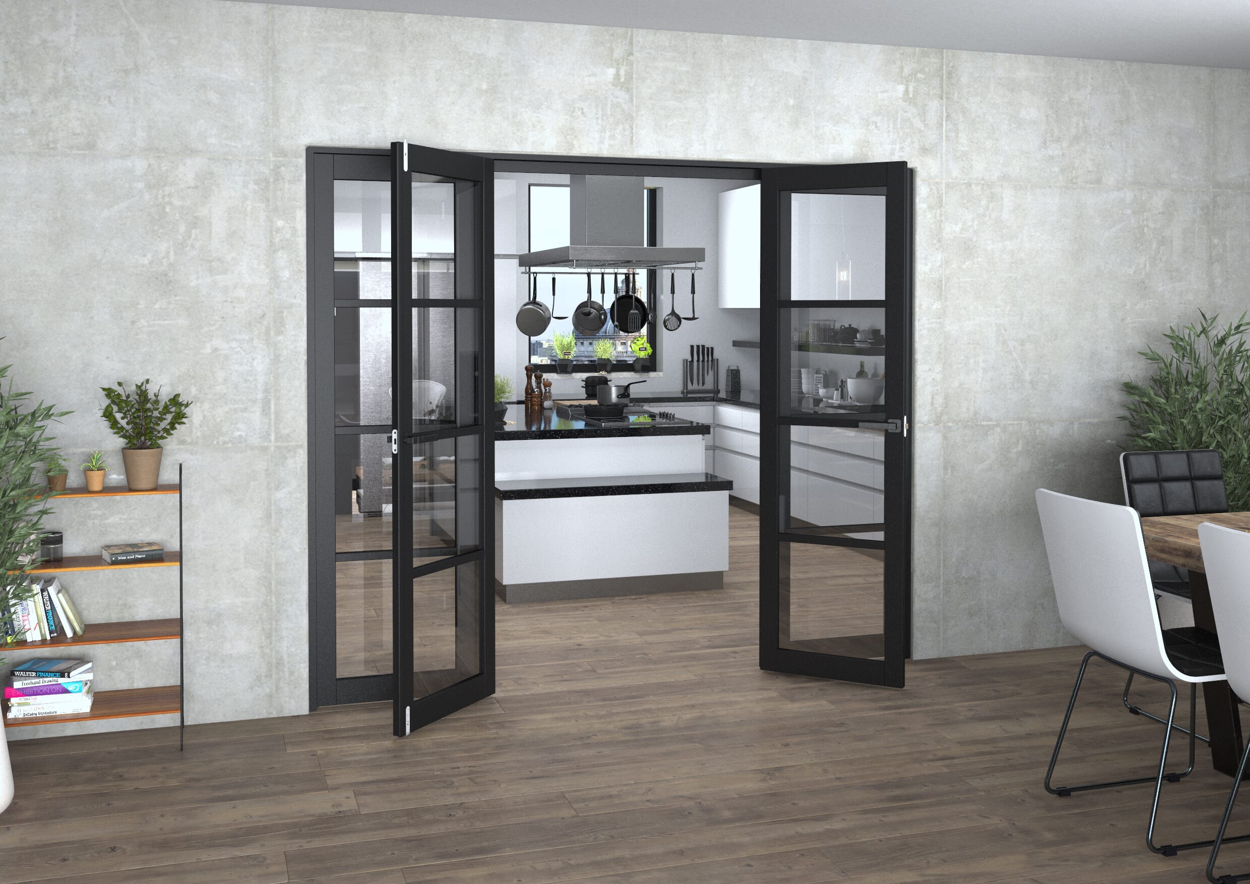 Black Kensington 4L Clear French Door Set 2386mm(W) x 2021mm(H)