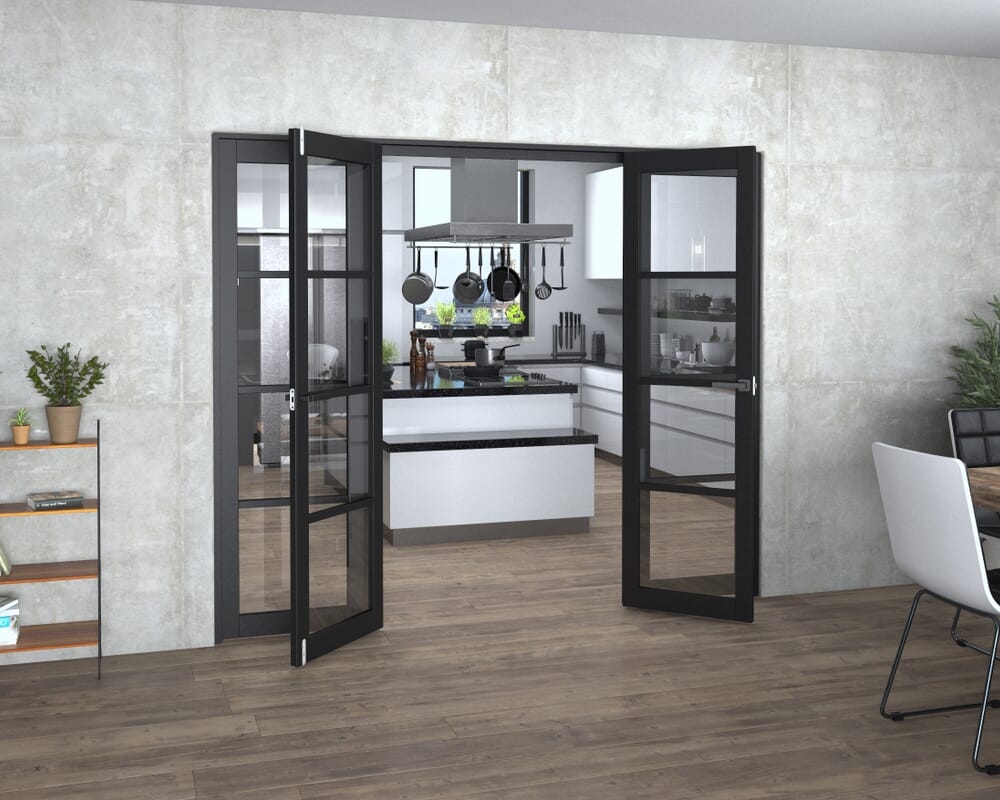 Black Kensington 4L Clear French Door Set 2386mm(W) x 2021mm(H)