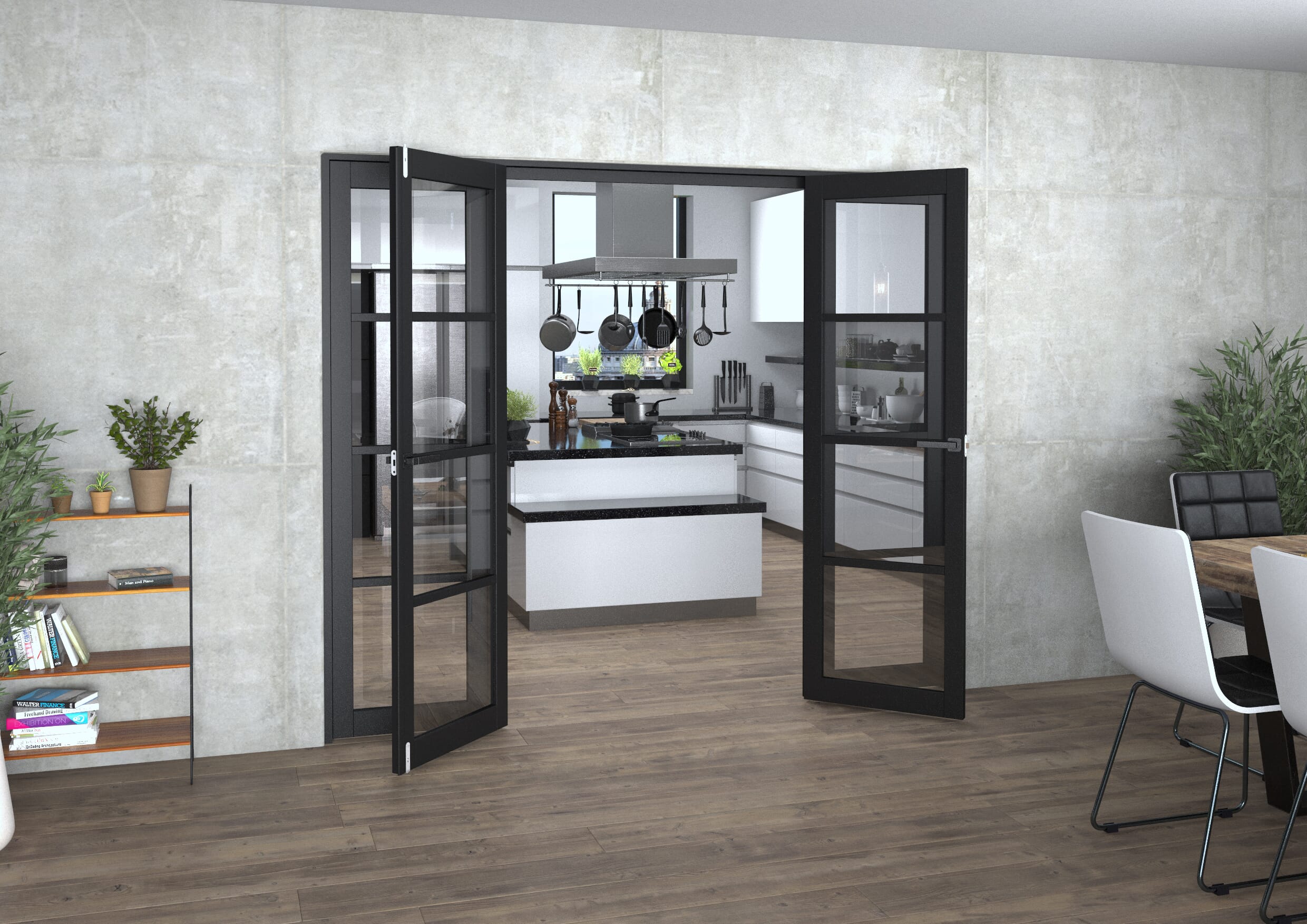 Black Kensington 4L Clear French Door Set 2380mm(W) x 2021mm(H)