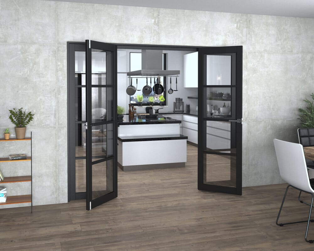 Black Kensington 4L Clear French Door Set 2380mm(W) x 2021mm(H)