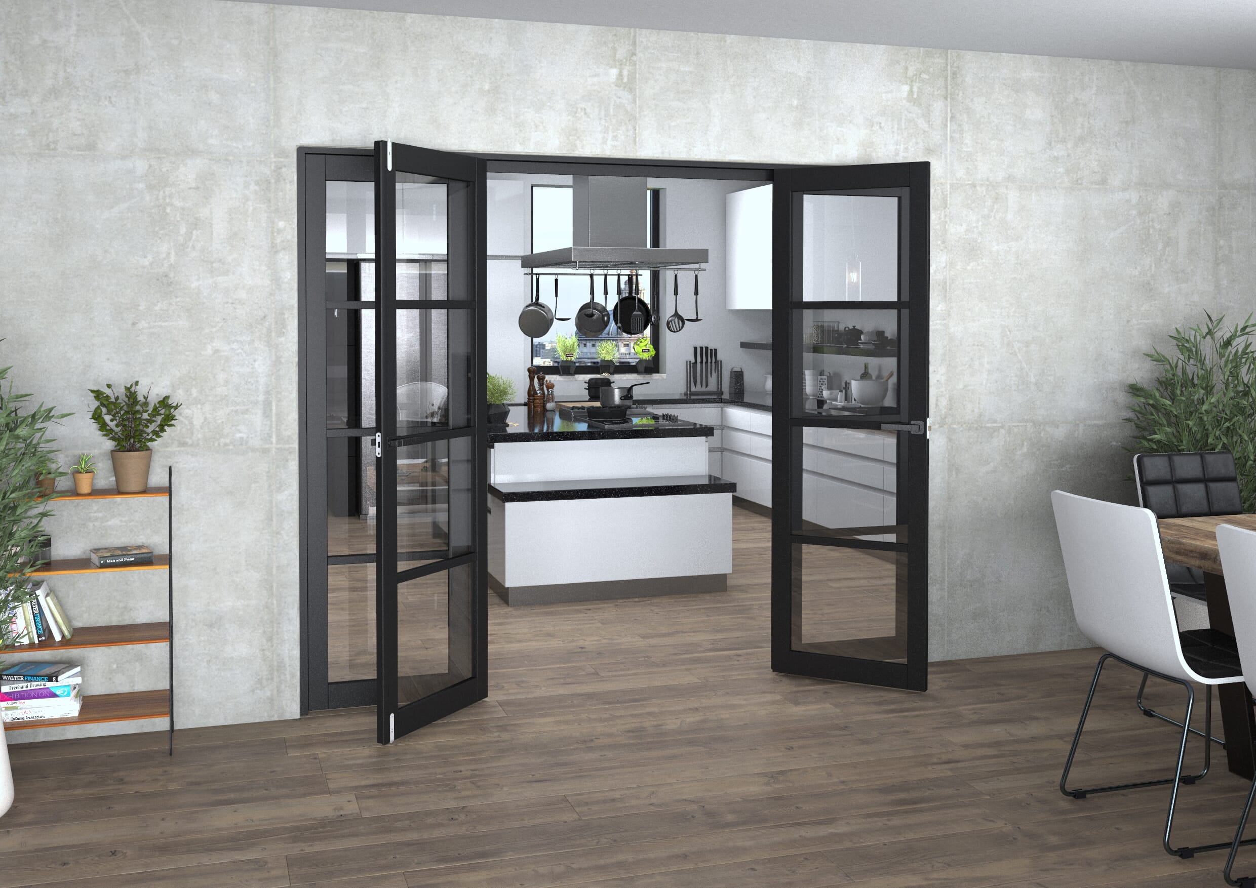 Black Kensington 4L Clear French Door Set 2460mm(W) x 2021mm(H)