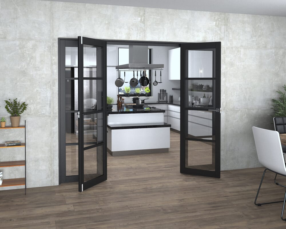 Black Kensington 4L Clear French Door Set 2460mm(W) x 2021mm(H)