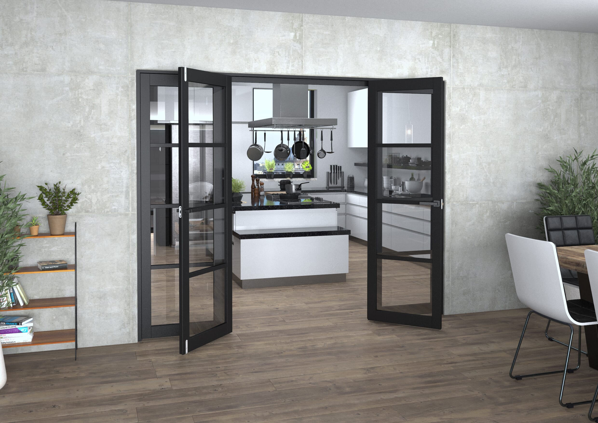 Black Kensington 4L Clear French Door Set 2534mm(W) x 2021mm(H)