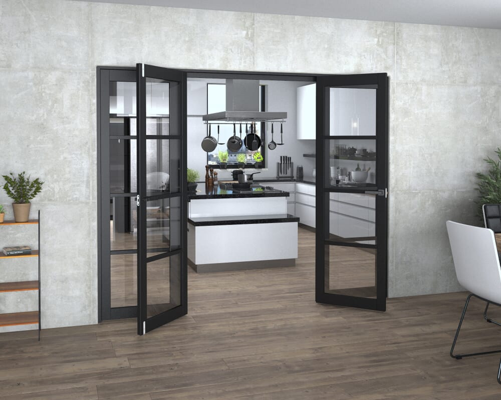 Black Kensington 4L Clear French Door Set 2534mm(W) x 2021mm(H)