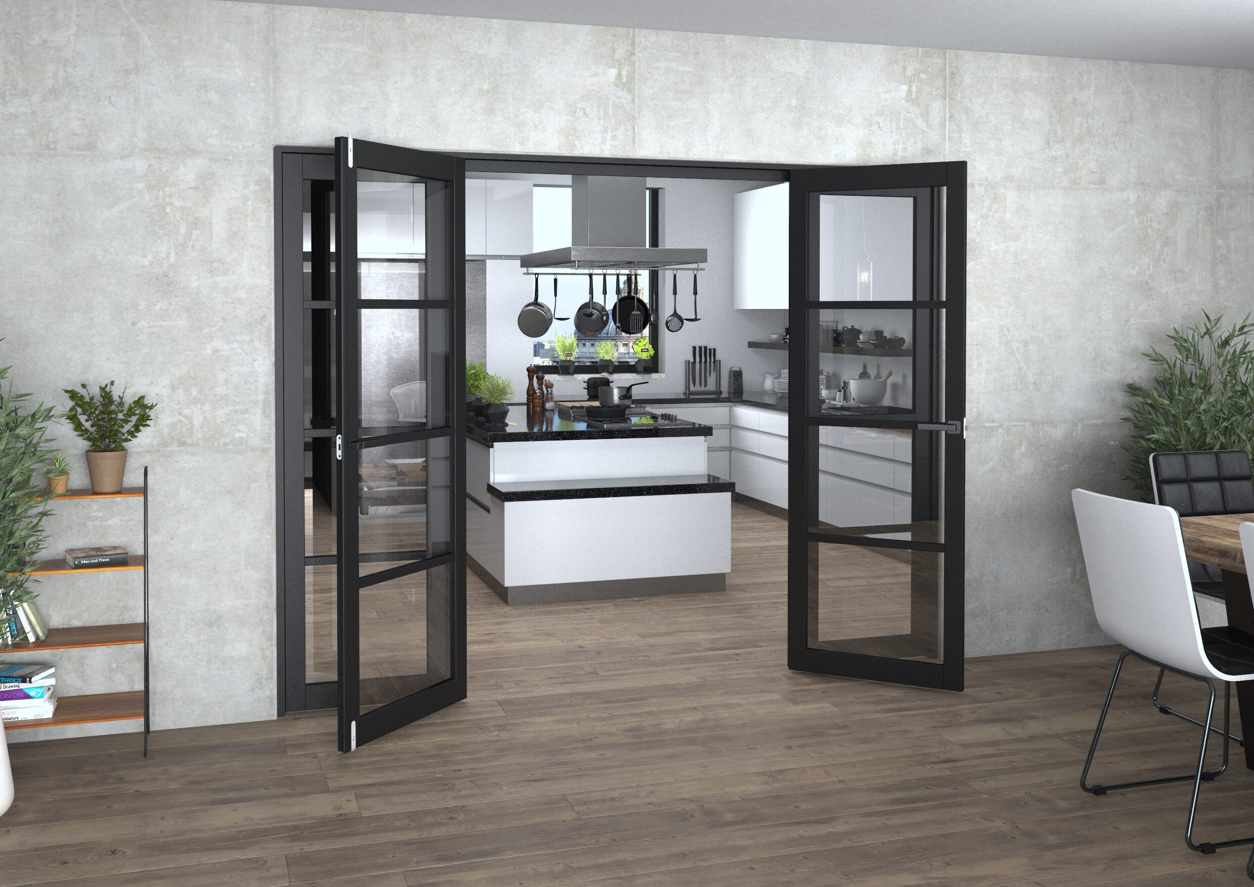 Black Kensington 4L Clear French Door Set 2612mm(W) x 2021mm(H)
