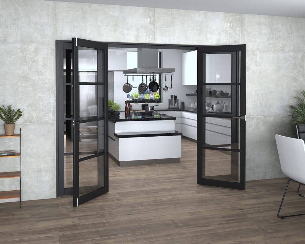Black Kensington 4L Clear French Door Set 2612mm(W) x 2021mm(H)