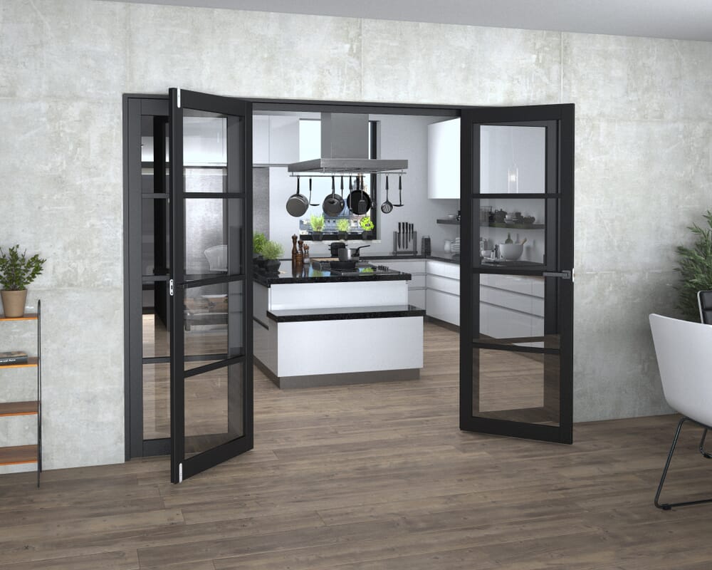 Black Kensington 4L Clear French Door Set 2686mm(W) x 2021mm(H)