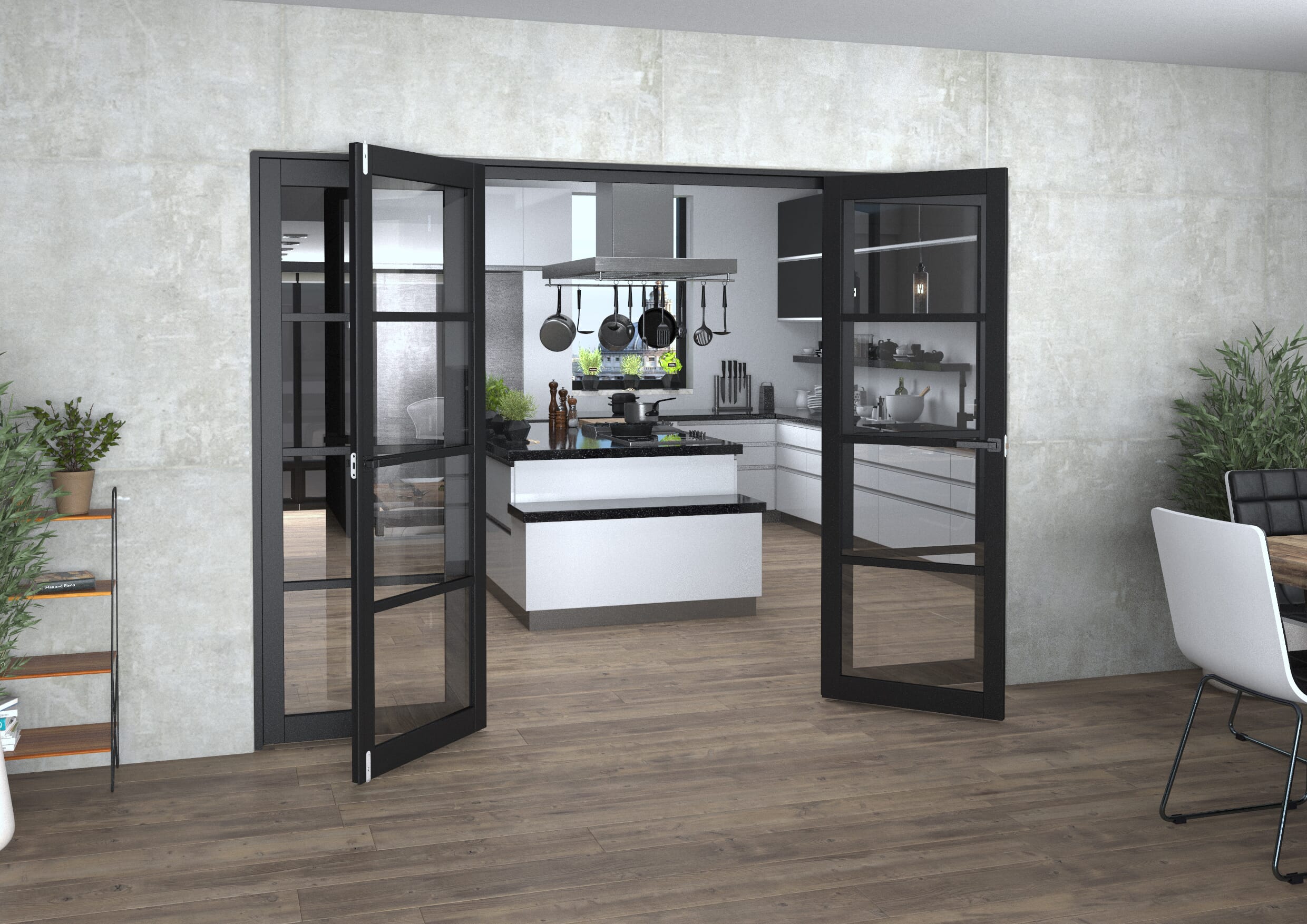 Black Kensington 4L Clear French Door Set 2838mm(W) x 2021mm(H)