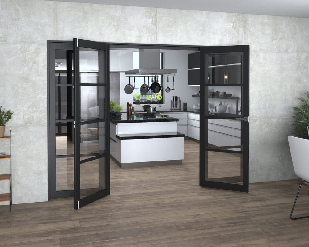 Black Kensington 4L Clear French Door Set 2838mm(W) x 2021mm(H)