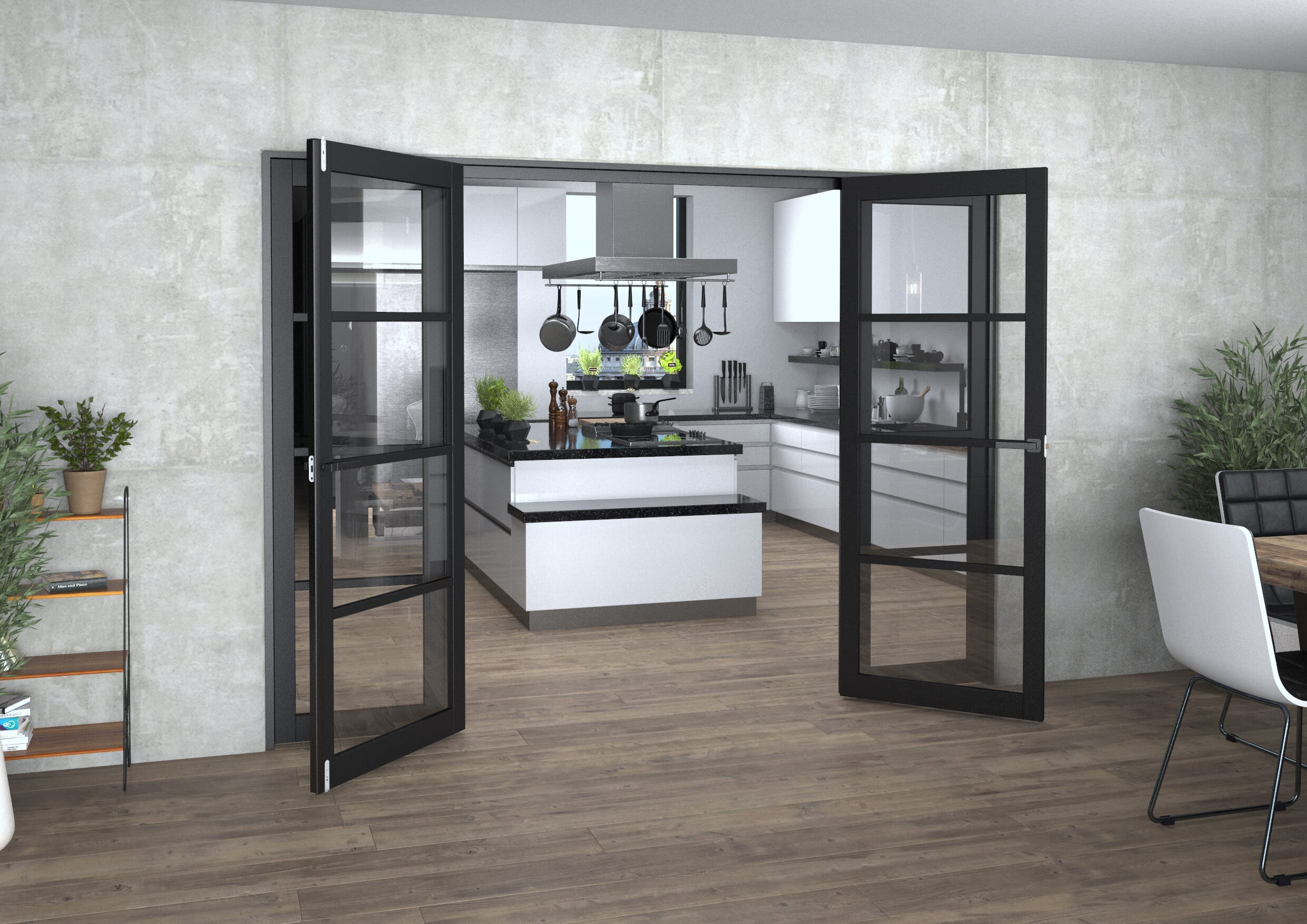 Black Kensington 4L Clear French Door Set 2764mm(W) x 2021mm(H)