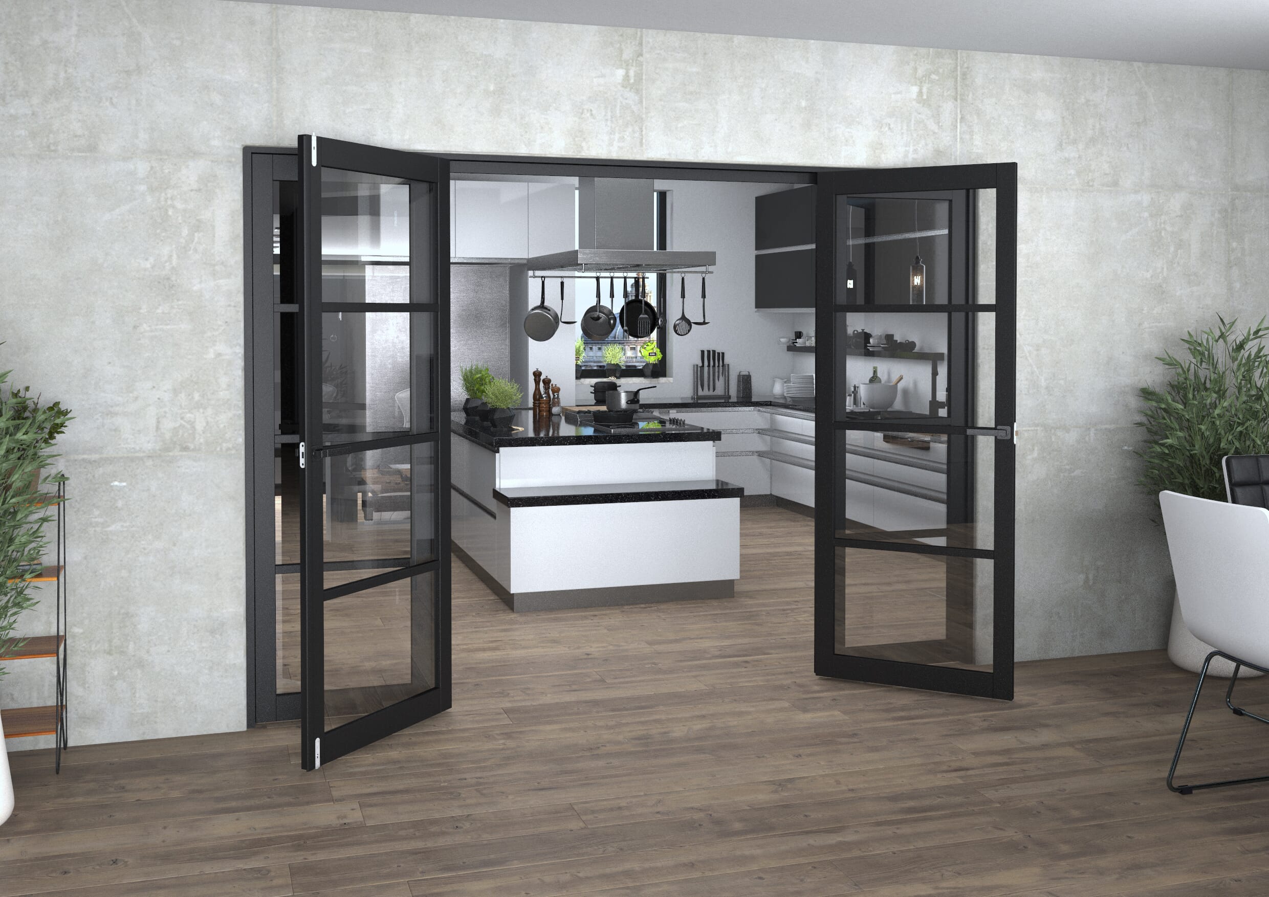 Black Kensington 4L Clear French Door Set 2838mm(W) x 2021mm(H)