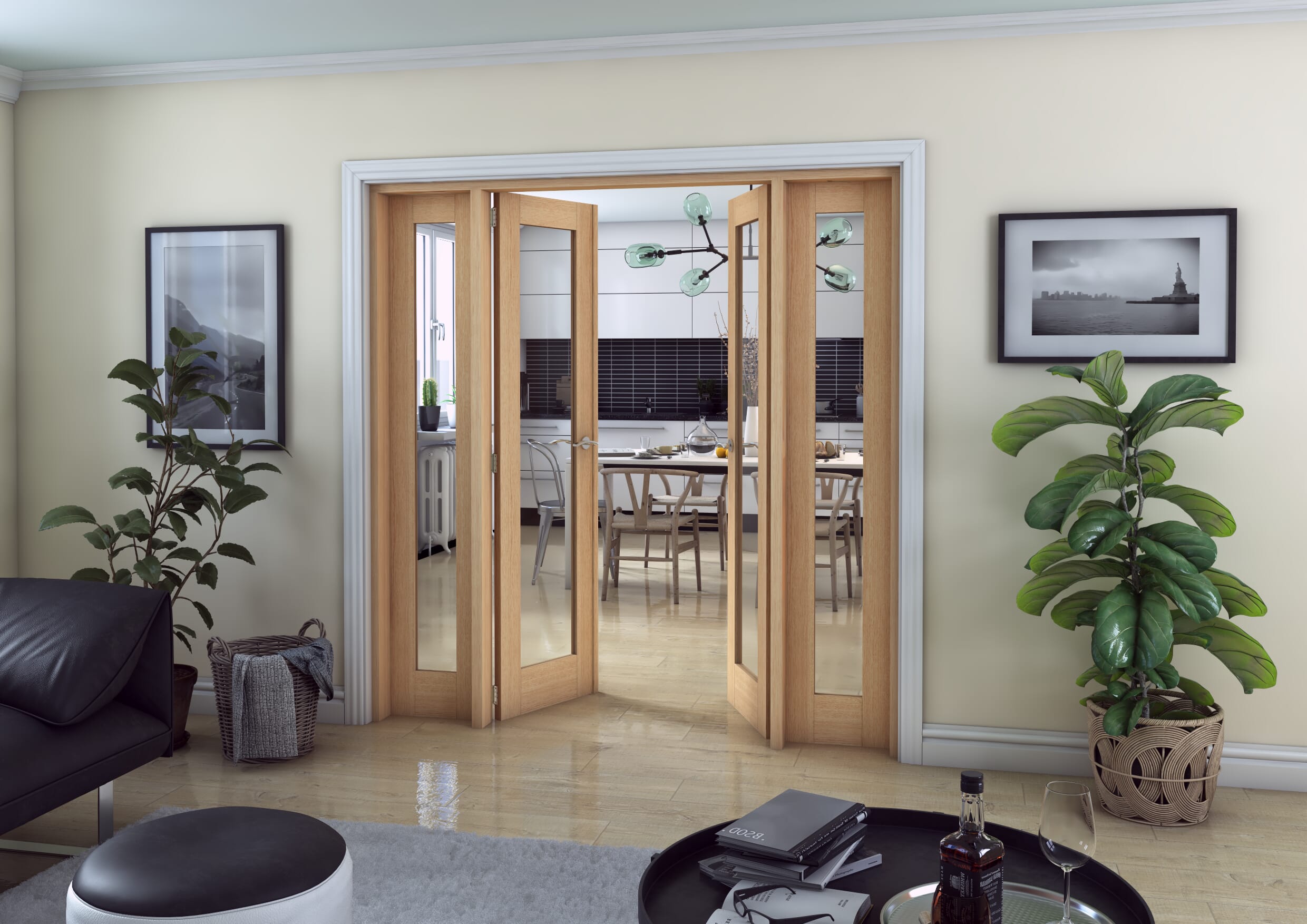 Oak P10 French Door Set 1996mm(W) x 2021mm(H)