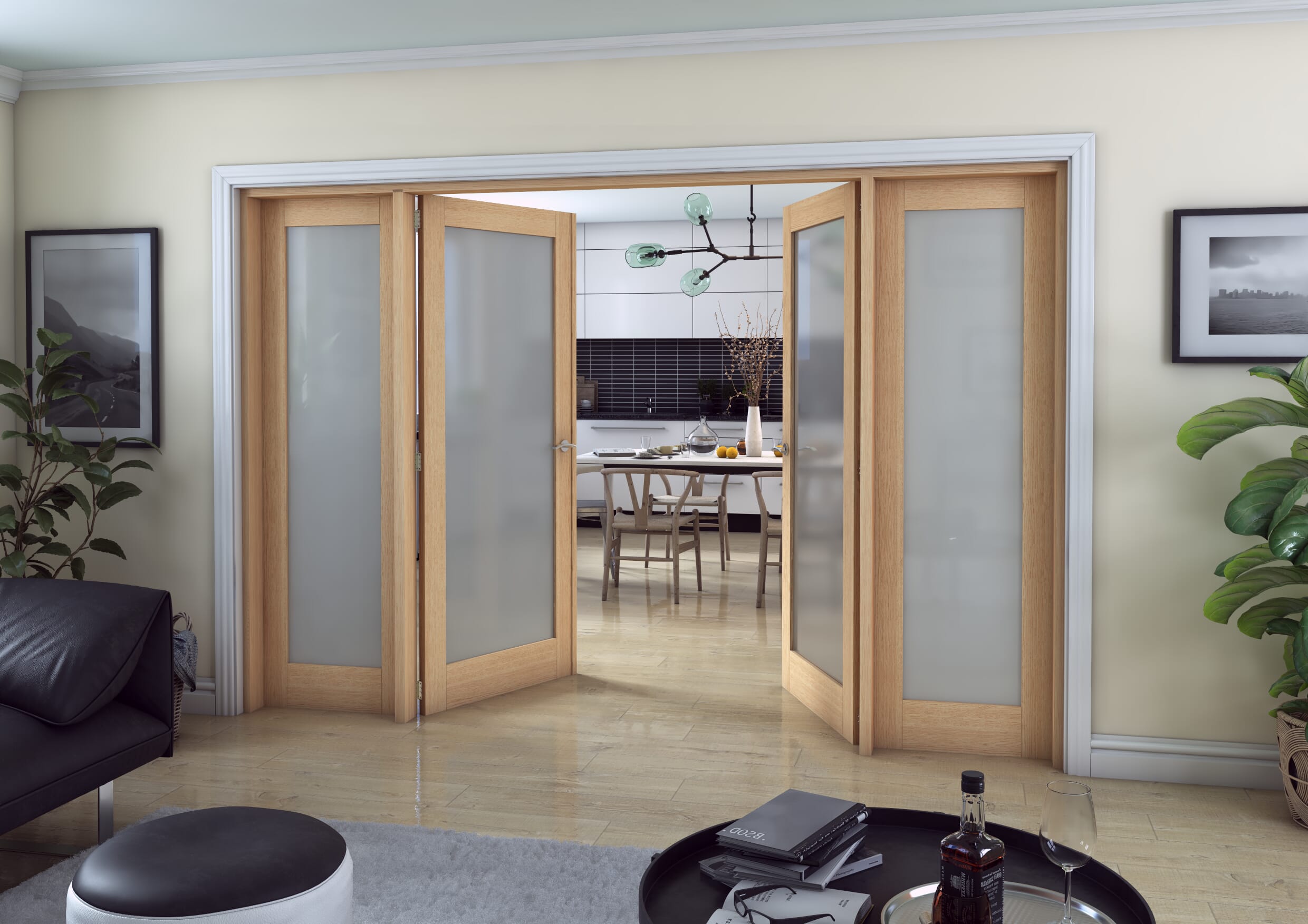 Oak Obscure Glazed French Door Set 2836mm(W) x 2021mm(H)