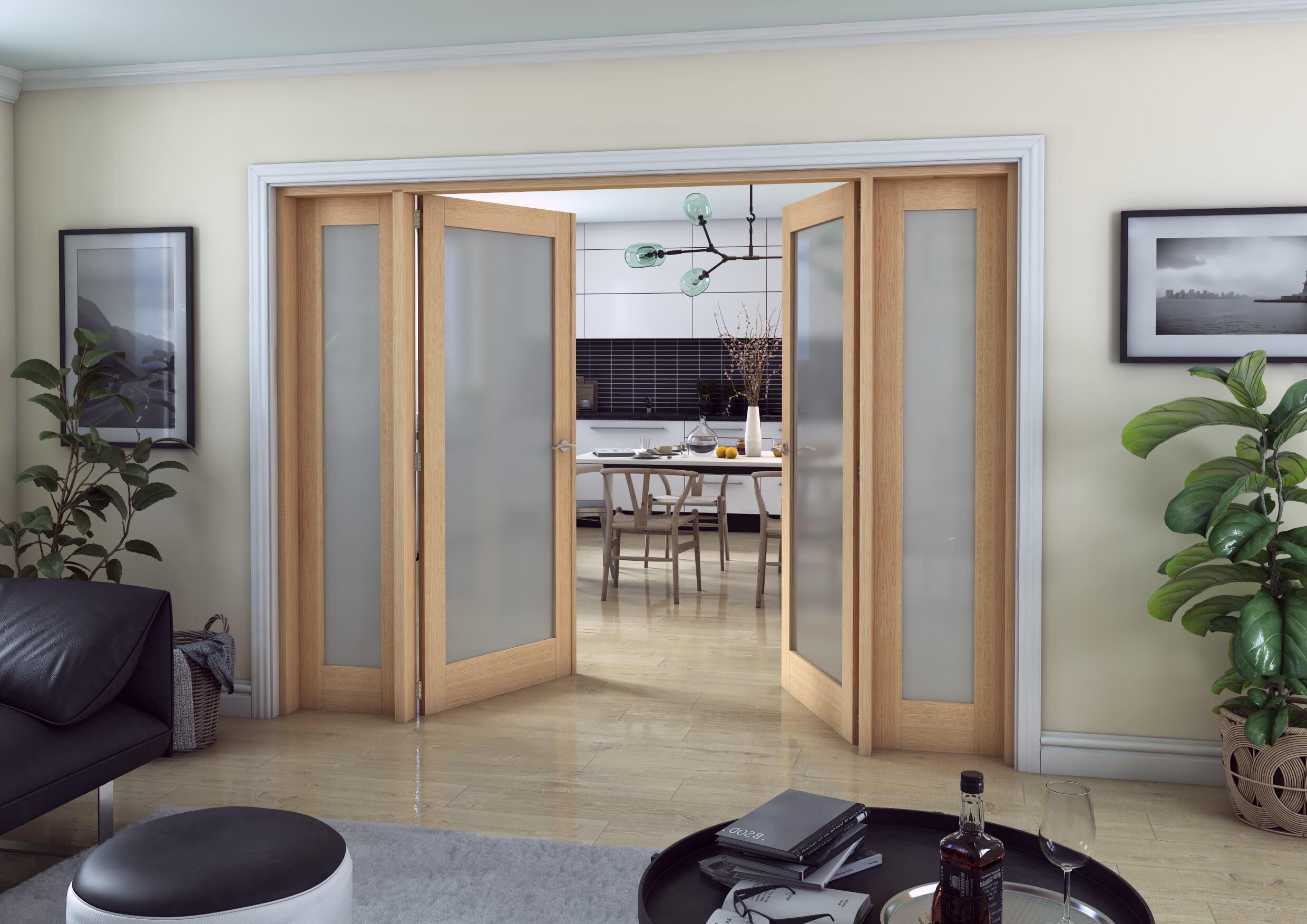Oak Obscure Glazed French Door Set 2684mm(W) x 2021mm(H)